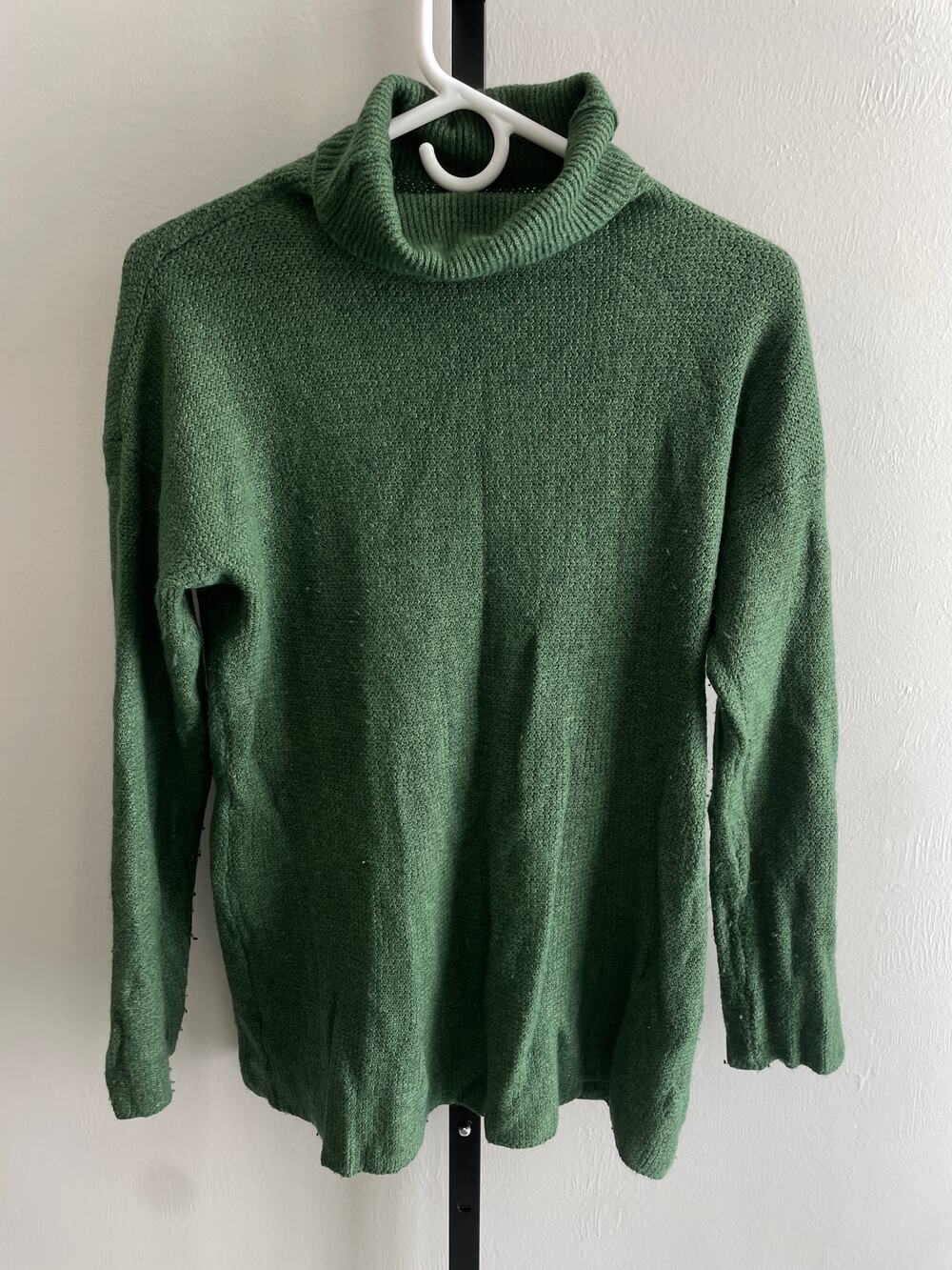Eileen Fisher Turtleneck Sweater Womens Large Green Wool Angora Cashmere Knit